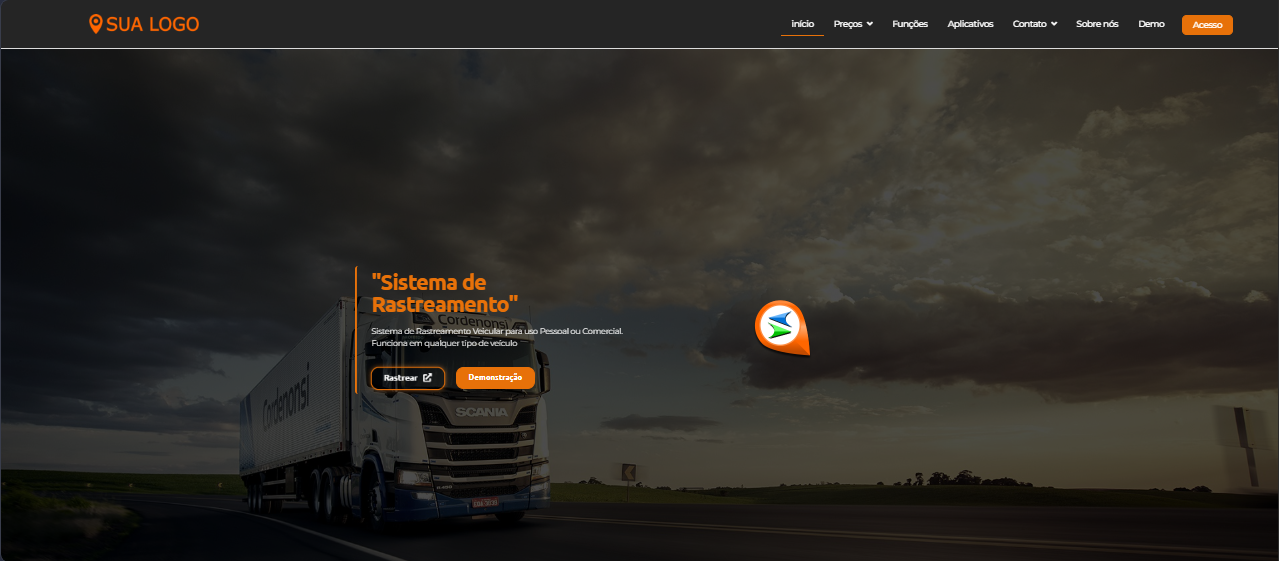 Exemplo de site white-label — sistemaderastreamento.com